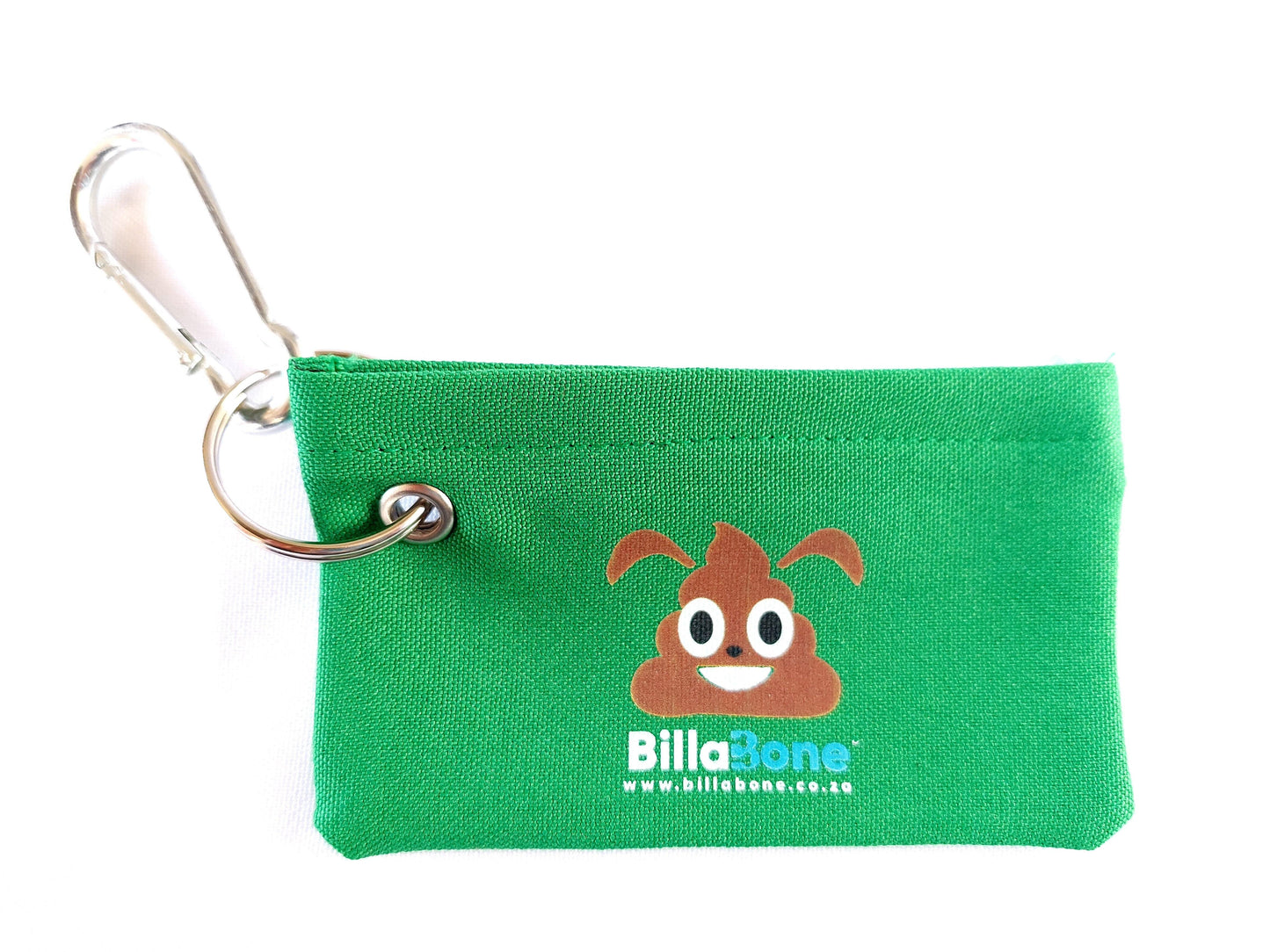 Christmas green dog poop bag holder with easy clip-on carabiner - Billabone