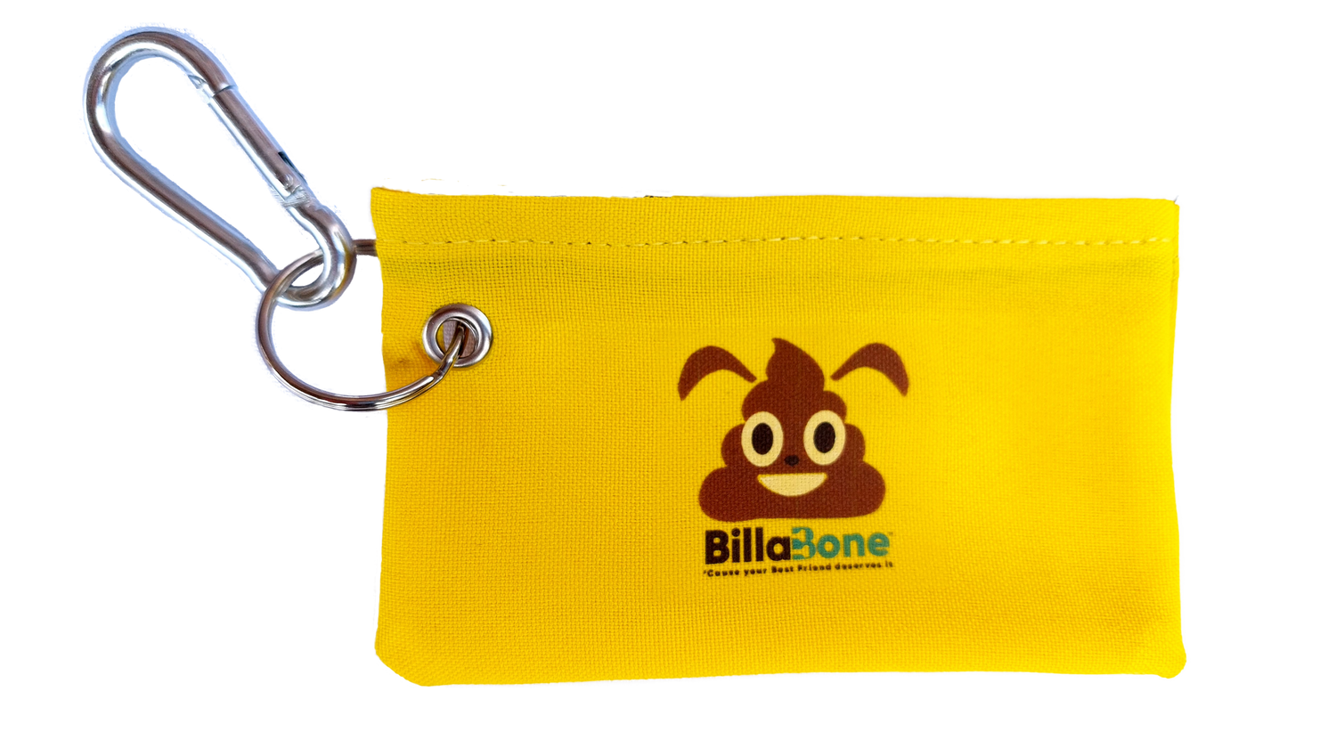 Yellow dog poop bag holder with easy clip-on carabiner. For anxious dog needs space colour code – Billabone