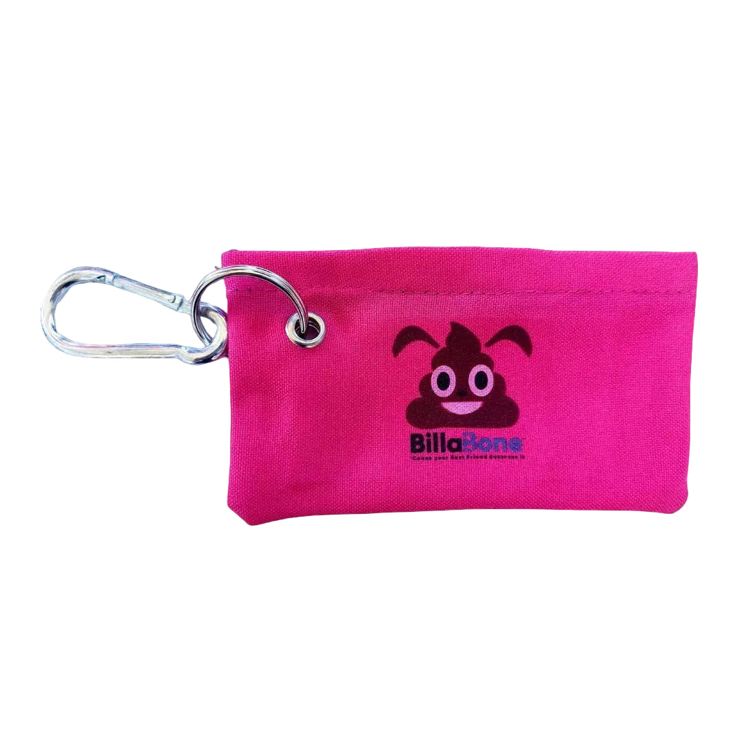 Pink dog poop bag holder with easy clip-on carabiner - stylish dog walking accessory – Billabone